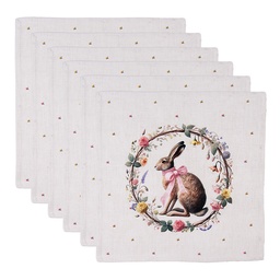 [EWC43] Napkins Cotton Set of 6 Beige Brown 40x40 cm