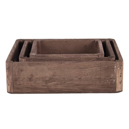 [6H2006] Vassoio Decorativo (set di 3) Marrone 24x24x6 / 20x20x6 / 16x16x6 cm