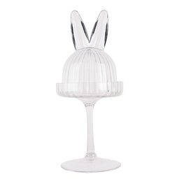 [6GL4929] Glass Cloche Rabbit Transparent Ø 12x29 cm