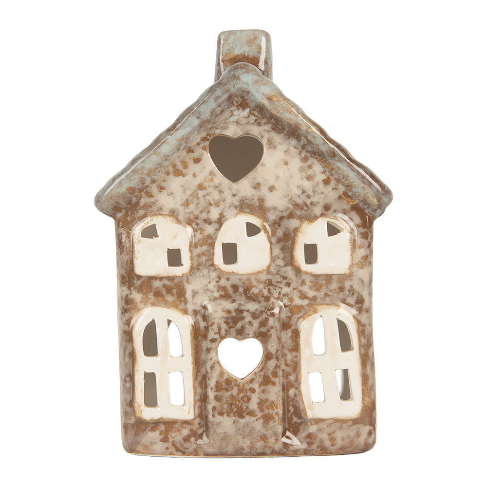 Waxinelichthouder huisje 9x6x13 cm