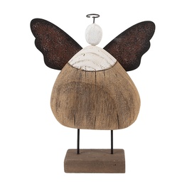 [6H2417M] Weihnachtsdeko Engel Braun Weiß 13x5x19 cm