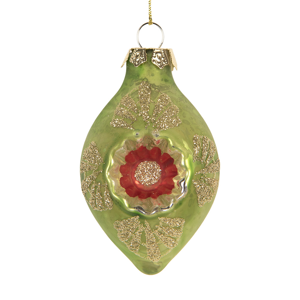 Weihnachtskugel Grün Goldfarbig Ø 5x8 cm