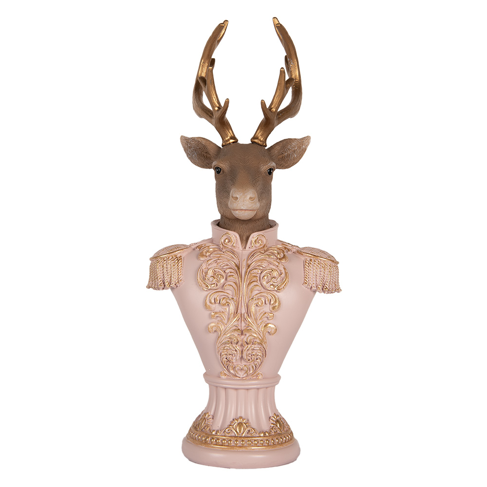 Décoration Cerf Marron Rose 16x14x36 cm
