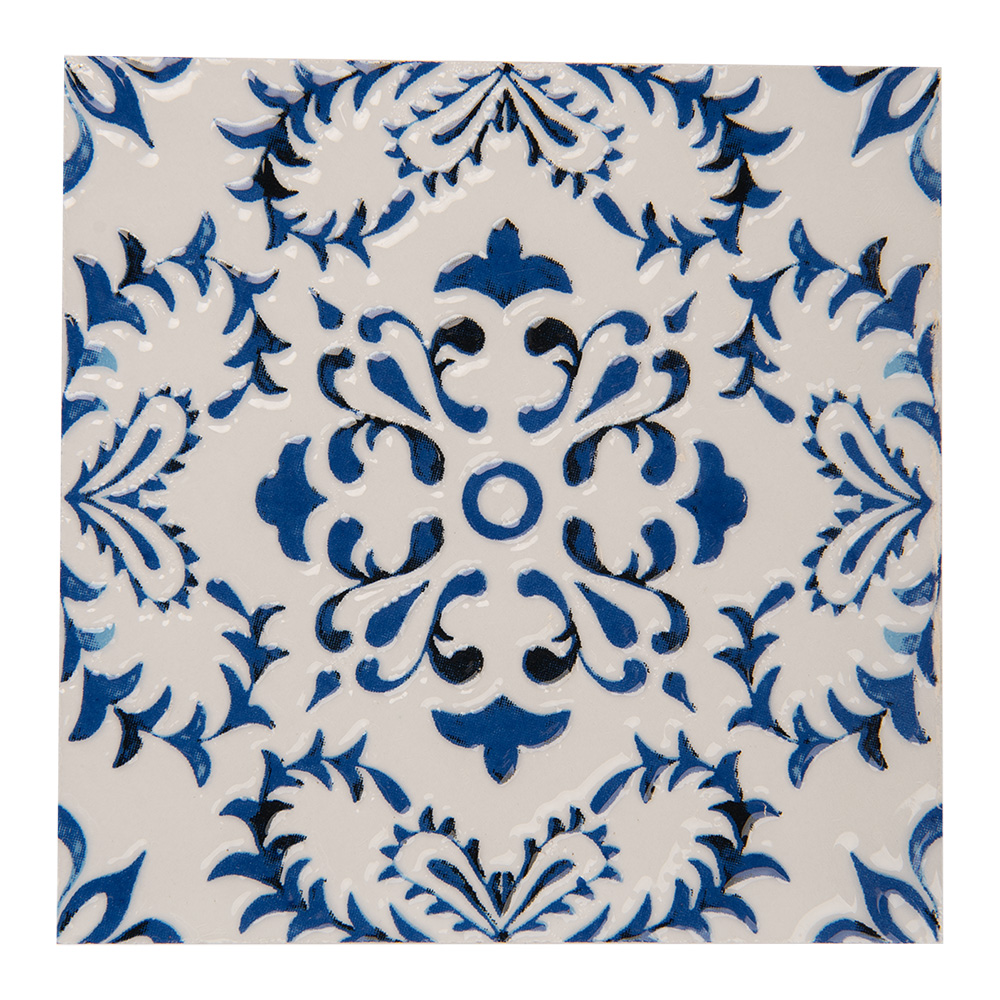 Pfannenuntersetzer Weiß Blau 15x15x1 cm