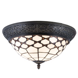 [5LL-5891] Plafoniera Tiffany Bianco, Marrone Ø 38x19 cm E14/max 2x40W