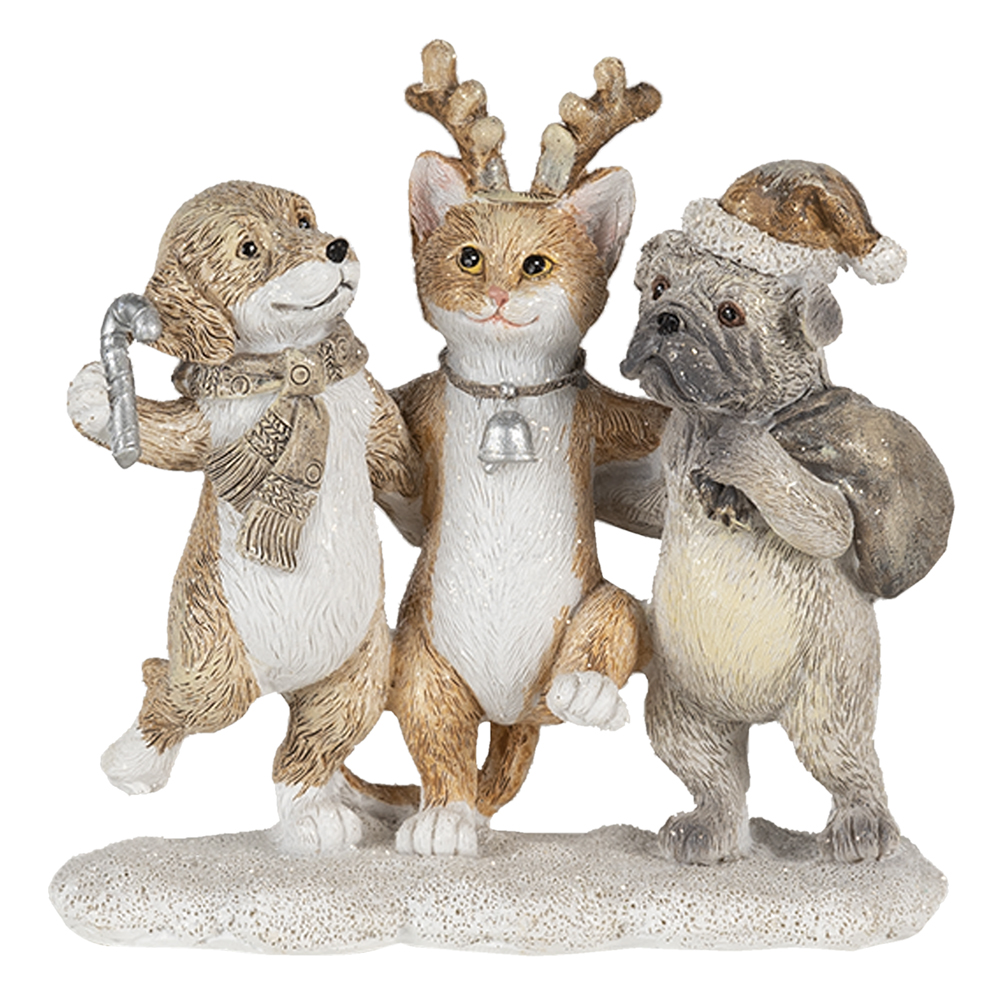 Decoratie honden en kat 13x5x12 cm