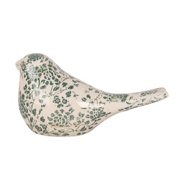[6CE1950L] Decorazione Uccello Beige Verde 25x10x13 cm
