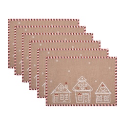 [GBB40] Sets de table set de 6 Marron Blanc 48x33 cm