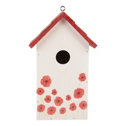 [6H2446] Vogelhaus Weiß Rot 15x10x22 cm