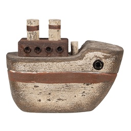 [6H2352] Miniatura Decorativa Barca Beige Marrone 15x6x12 cm