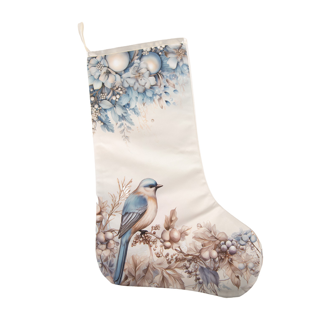 Weihnachtsstrumpf deko Weihnacht strupf Beige Blau 25x1x36 cm