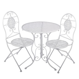 [5Y1434] Ensemble Bistro Chaise Bistro (ensemble de 3 pièces) Blanc Ø 60x70 / 50x40x93 cm (2)
