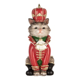 [6PR6373] Decoration Cat Grey Red 8x11x21 cm