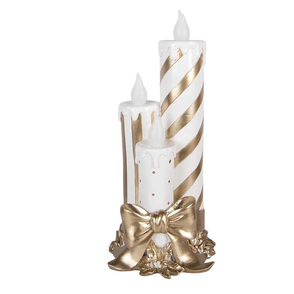 Bougie de décoration avec LED Couleur or Blanc 19x16x41 cm / 3xAA