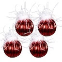 Weihnachtskugel Rot, Weiß 4er Set Ø 10x10 cm