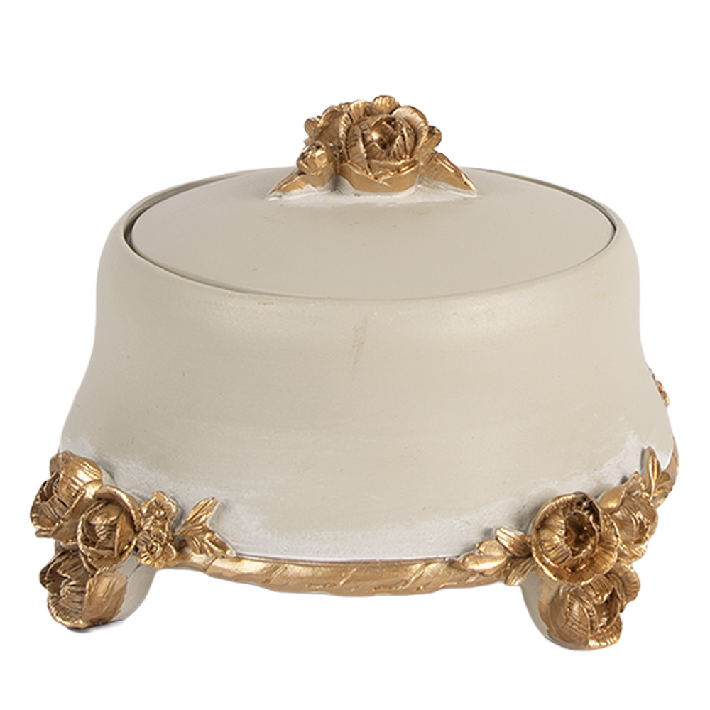 Boîte à bijoux Beige Couleur or Ø 14x9 cm
