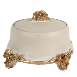 [6PR5802] Jewellery Box Beige Gold colored Ø 14x9 cm