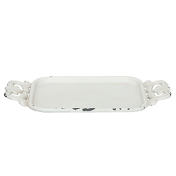 [6Y2309W] Plateau décoratif Blanc 16x8x1 cm