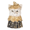 Decoration Statue Cat White Black 12x10x18 cm