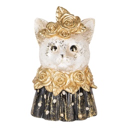 [6PR5076] Statua Decorativa Gatto Bianco Nero 12x10x18 cm