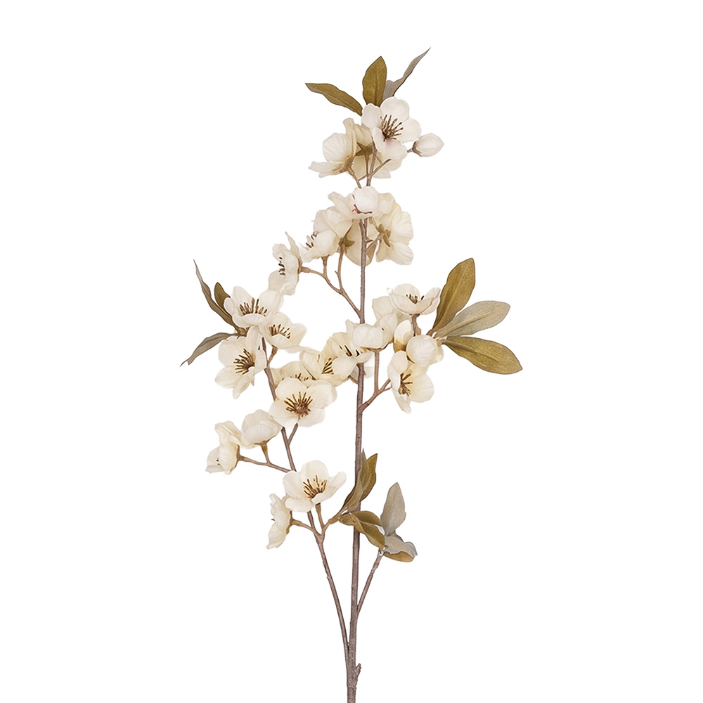 Dekorativer Zweig mit Blumen Weiß 90 cm
