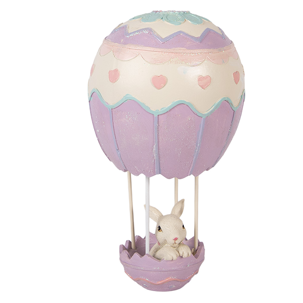 Décoration Lapin dans ballon à air Beige Violet Ø 12x20 cm