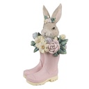 Statua Decorativa Coniglio Beige Rosa 13x13x23 cm