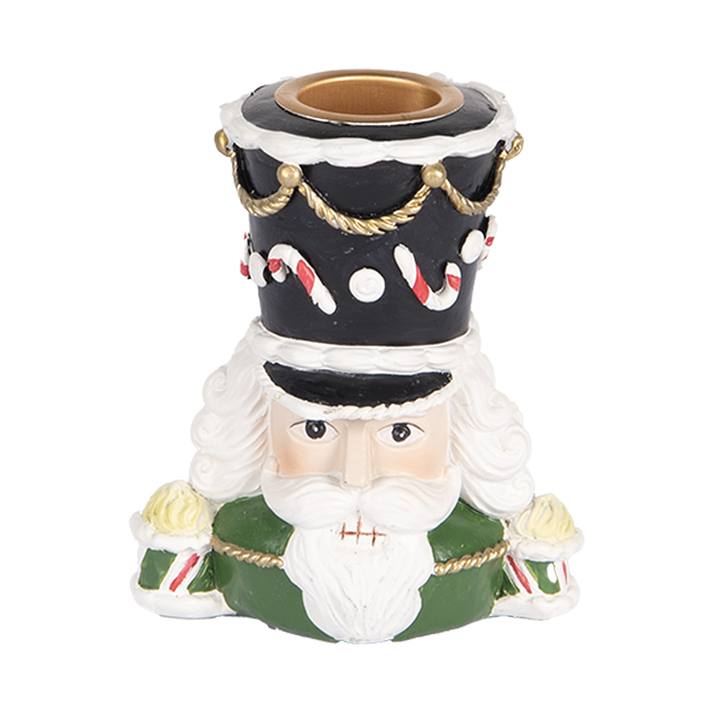 Kerzenständer Nussknacker Grün Weiß 8x6x9 cm