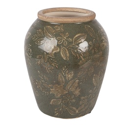 [6CE2411M] Vase Green Brown Ø 15x18 cm