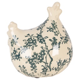 [6CE2396] Deko Huhn Beige Grün 12x11x13 cm
