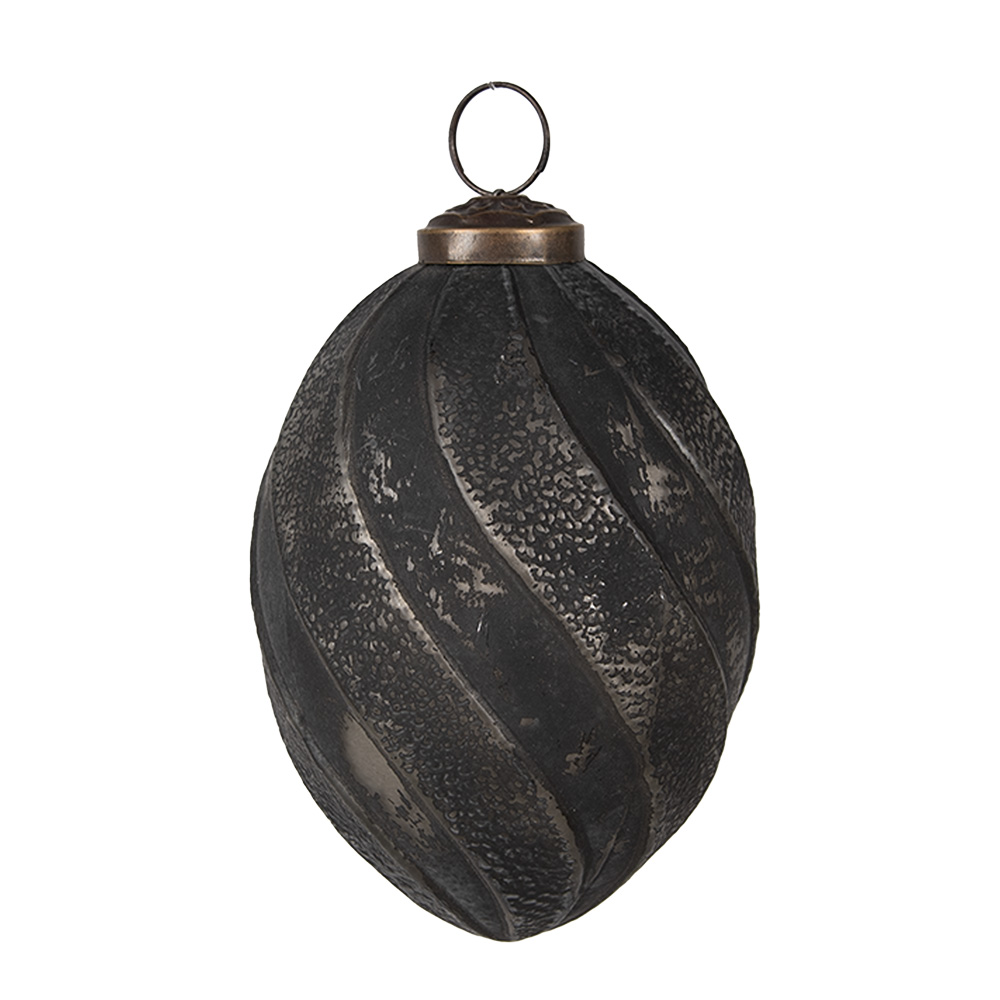 Christmas Bauble Black Grey Ø 7x11 cm