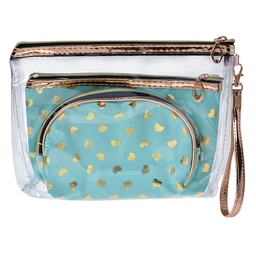 [JZSET0001GR] Busta toilette per donne Verde (set 3) 23x17 / 20x13 / 18x12 cm