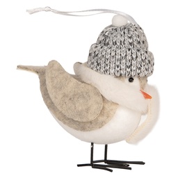 [66340] Image de décoration des oiseau Blanc Beige 11x7x12 cm