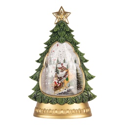 [6PR6169] Palla di Neve con LED Verde Color oro 20x10x31 cm / 3xAA