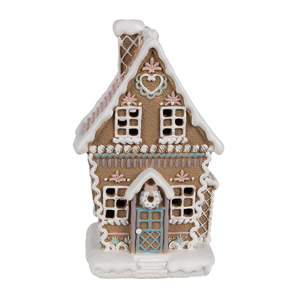 Dekoration Haus mit LED Braun Weiß 13x10x21 cm / 3xAAA