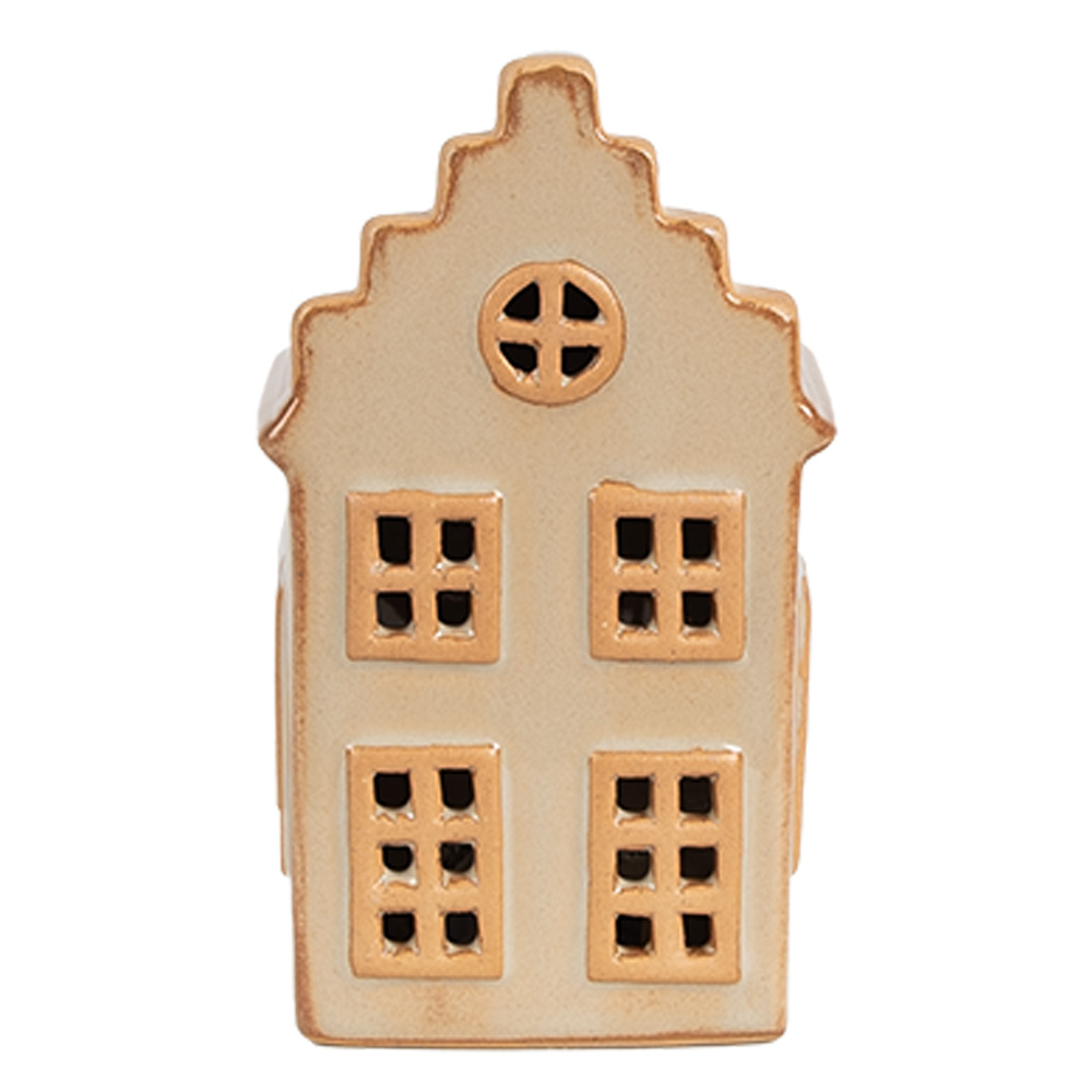 Decoratie huisje met LED 6x6x11 cm