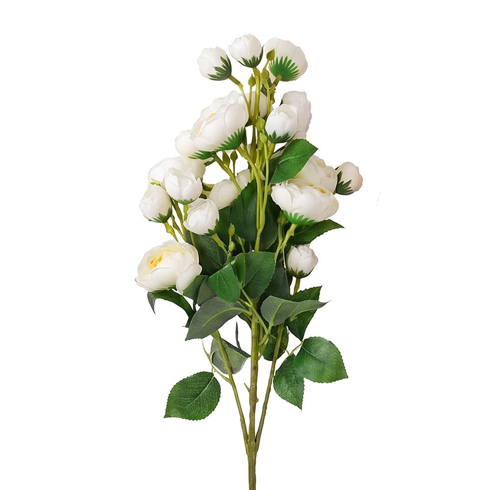 Branche de décoration avec fleurs Blanc Vert 80 cm