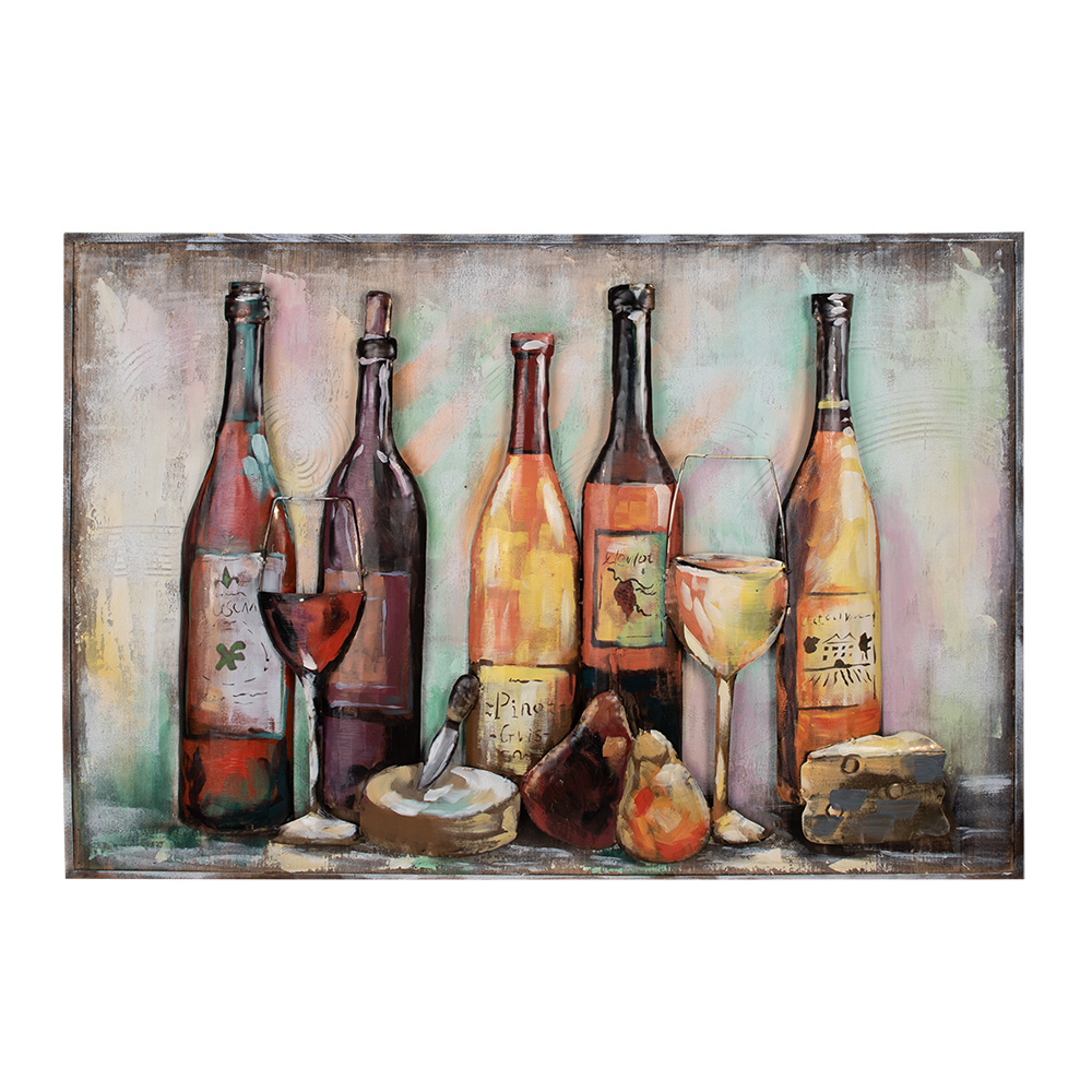 Wanddecoratie wijnflessen 120x6x80 cm
