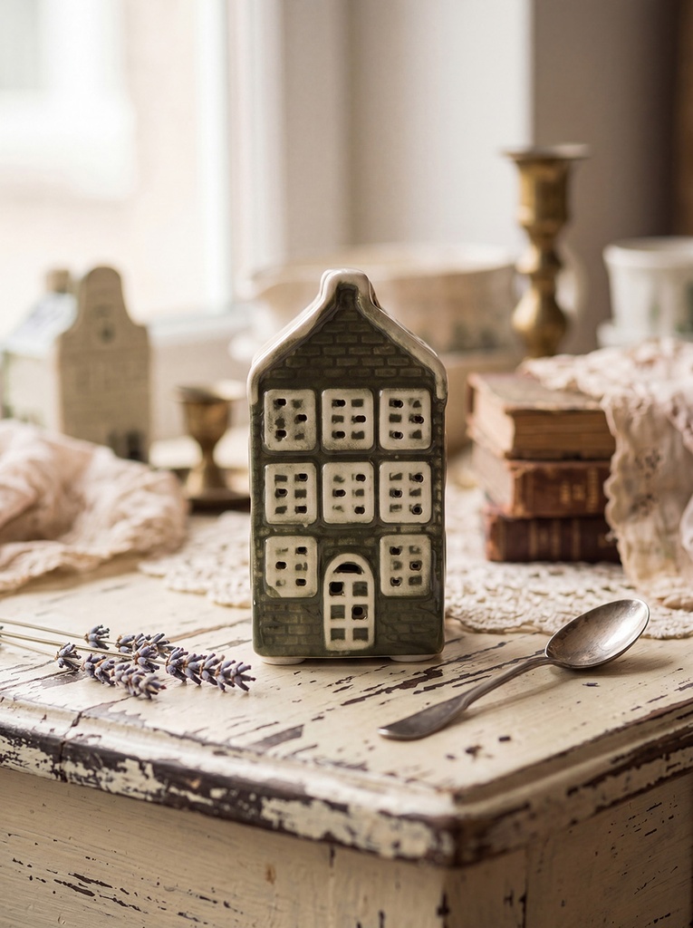 Decorazione Casa con LED Verde Beige 4x4x8 cm