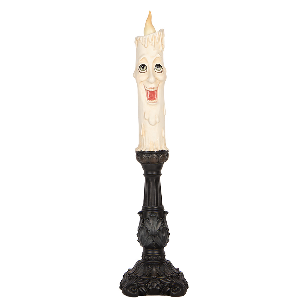 Decoration Candlestick with candle Black Beige Ø 11x44 cm
