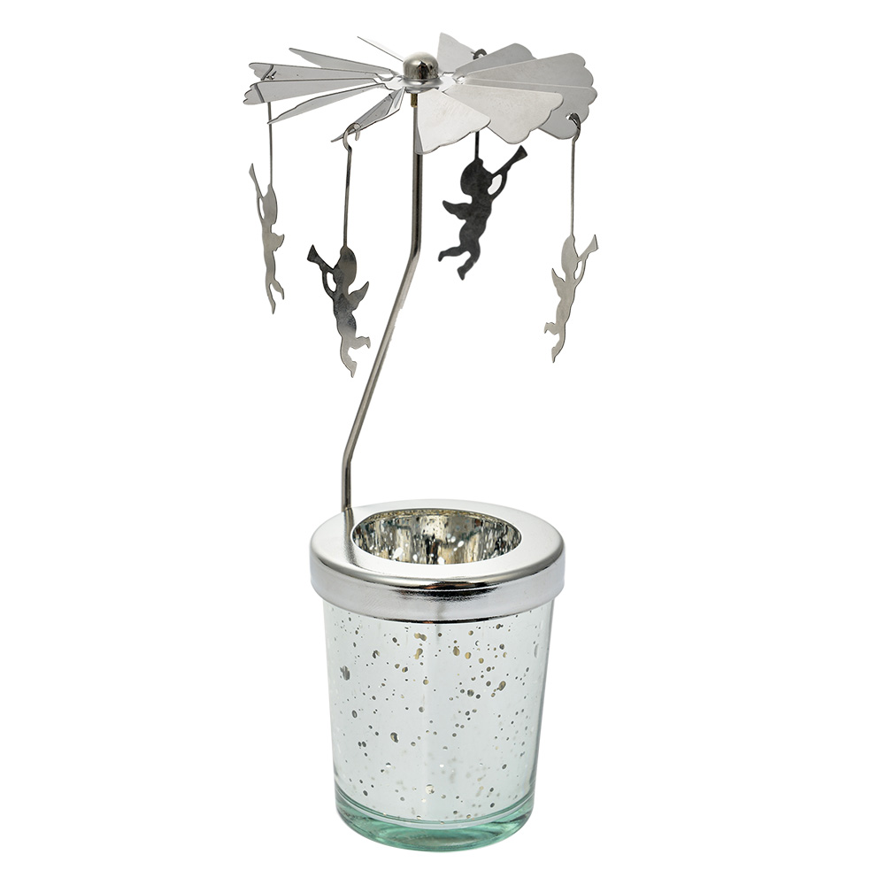 Tea light carousel Silver colored Ø 8x17 cm