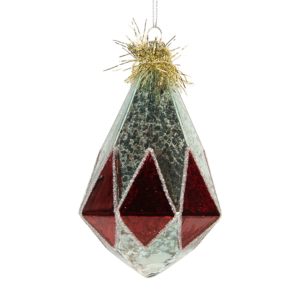 Weihnachtskugel Silberfarbig Rot Ø 8x12 cm