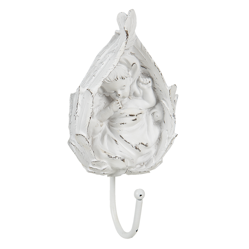 Wall Hook Leaf White 8x5x17 cm