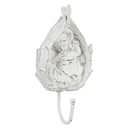 [6PR3518] Gancio Appendiabiti Foglia Bianco 8x5x17 cm