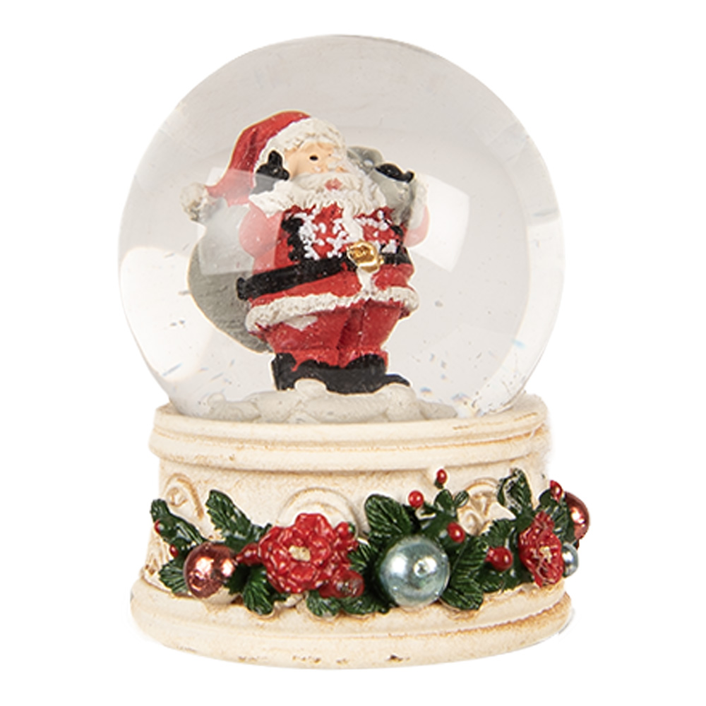 Schneekugel mit Weihnachtsmann Beige Rot Ø 5x6 cm