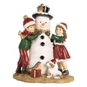 Christmas Decoration Children with Snowman Red White 13x10x16 cm