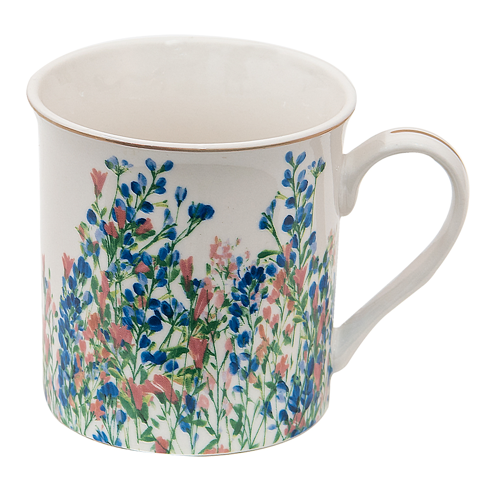 Becher Weiß, Blau 12x9x9 cm / 330 ml