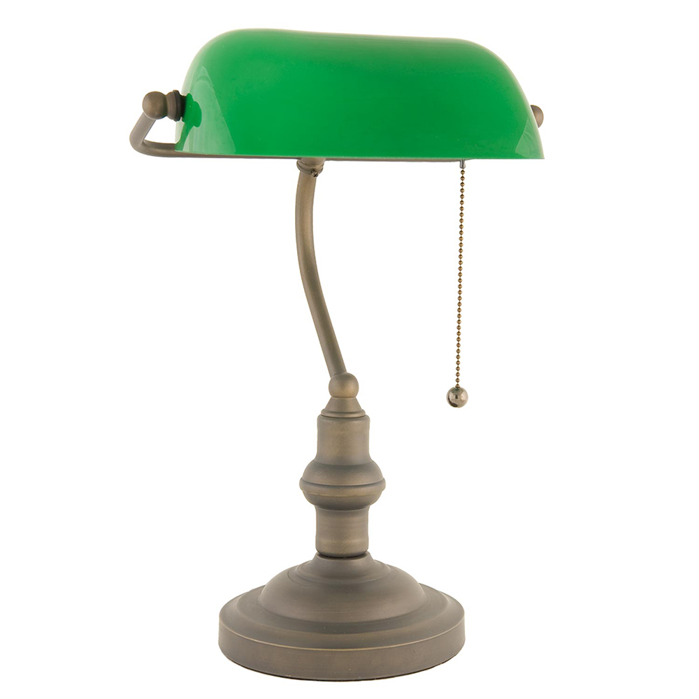Schreibtischlampe Grün, Braun Ø 27x40 cm E27/max 1x60W