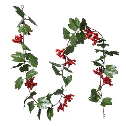 [6PL0282] Fiori Finti Verde Rosso 180 cm