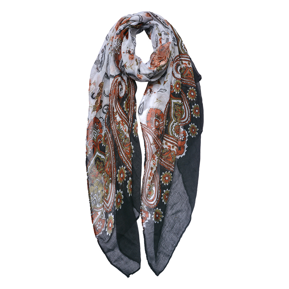 Schal Damen Muster Schwarz 90x180 cm